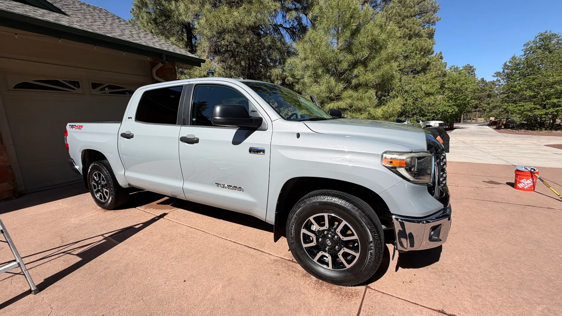 Detailed silver Toyota Tundra, side view