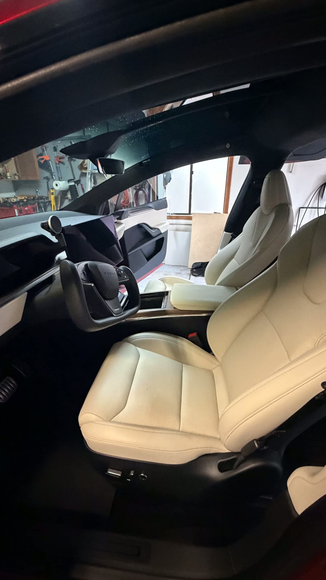 Tesla Model S cream interior after detail