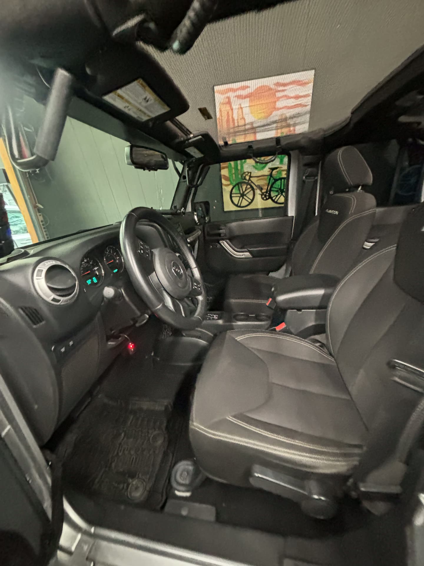 Jeep Wrangler Rubicon front interior after detail