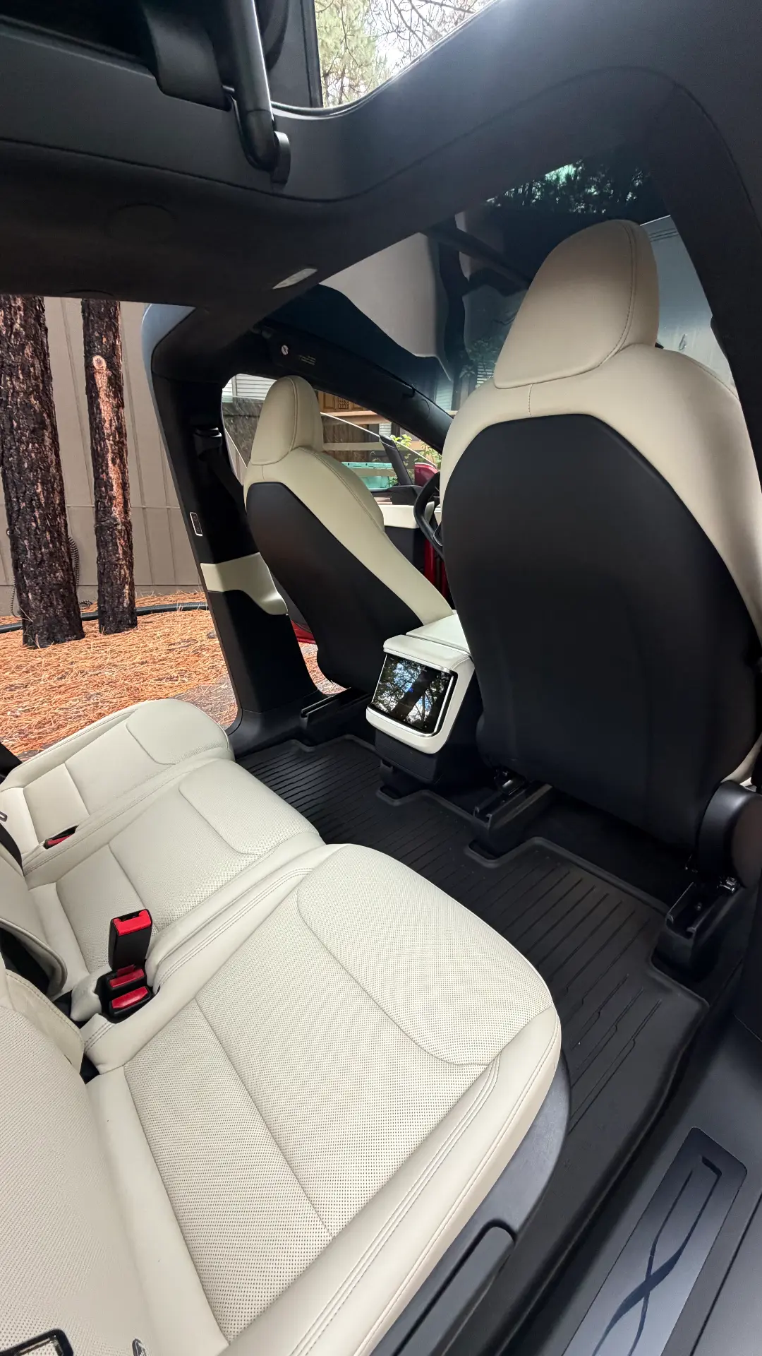 Tesla Model X cream rear seats after detail