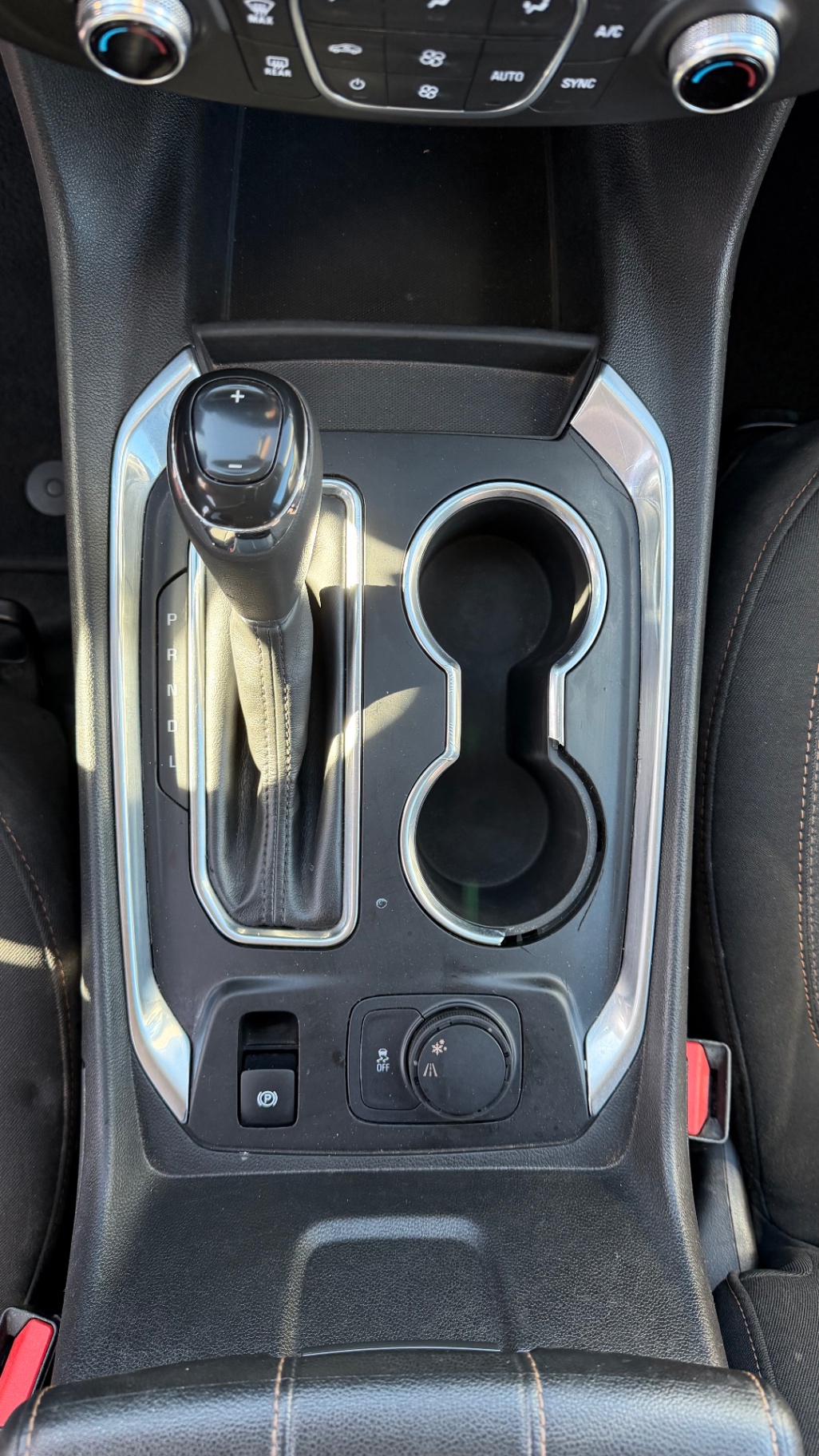 Center console cup holders after cleaning