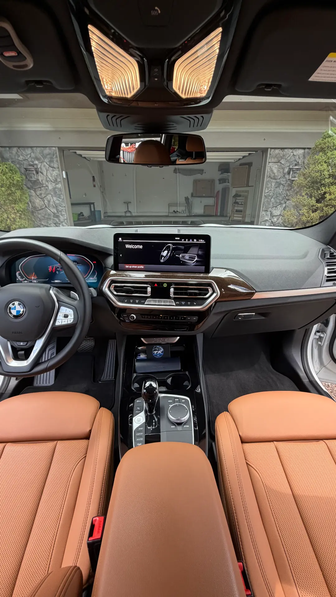 BMW X3 dashboard and cognac leather seats after detail