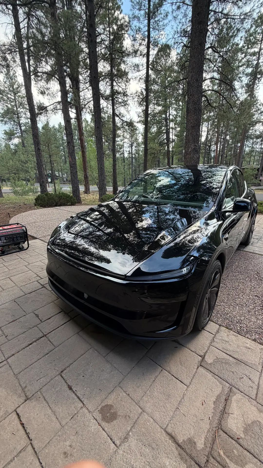 Glossy black Tesla Model Y after detail