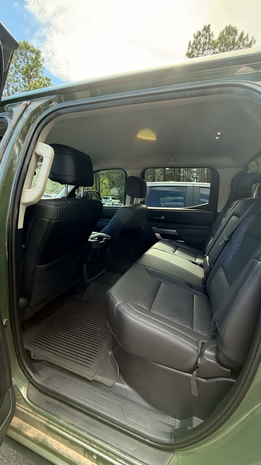 Green Toyota Tundra rear seats after detail