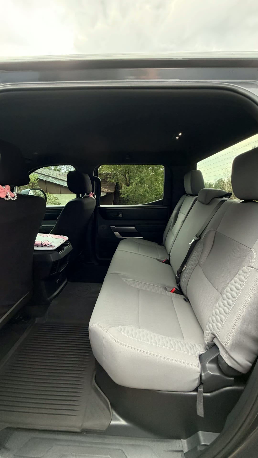 Toyota Tundra gray cloth rear bench after detail