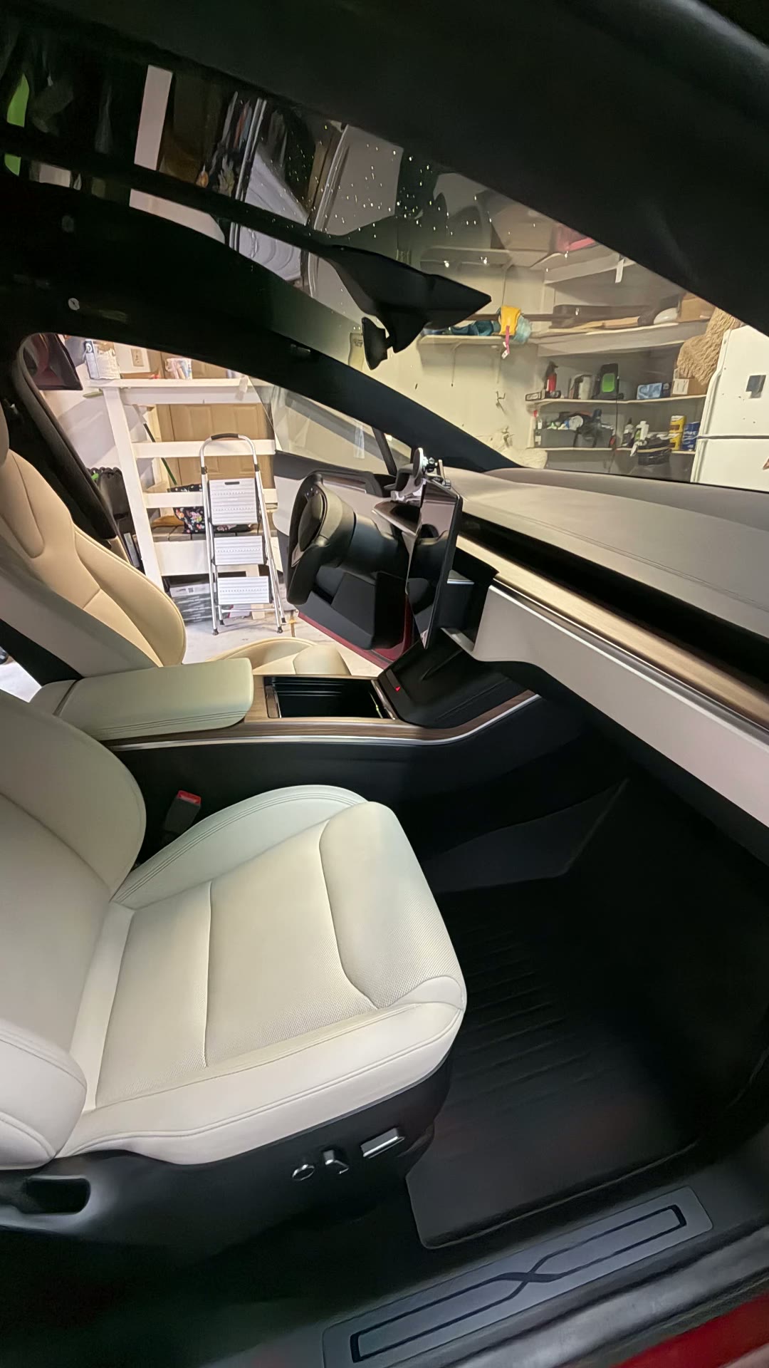 Tesla Model S cream passenger seat after detail